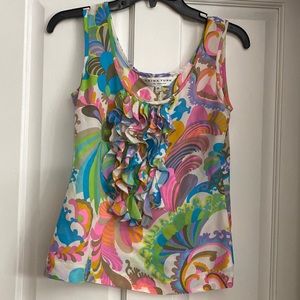 Trina Turk Silk Sleeveless Blouse Tank Ruffled